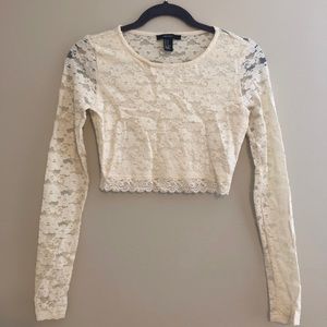 White lace crop top